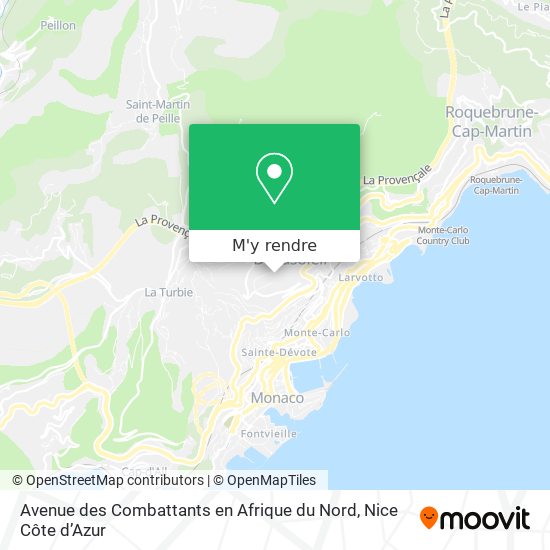 Avenue des Combattants en Afrique du Nord plan