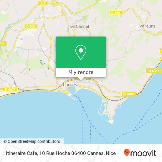 Itineraire Cafe, 10 Rue Hoche 06400 Cannes plan