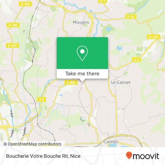 Boucherie Votre Bouche Rit, 441 Boulevard Jacques Monod 06110 Le Cannet plan