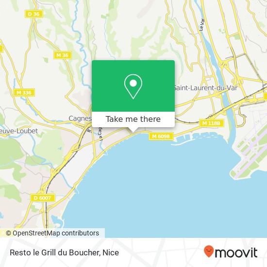 Resto le Grill du Boucher, 78 Promenade de la Plage 06800 Cagnes-sur-Mer plan