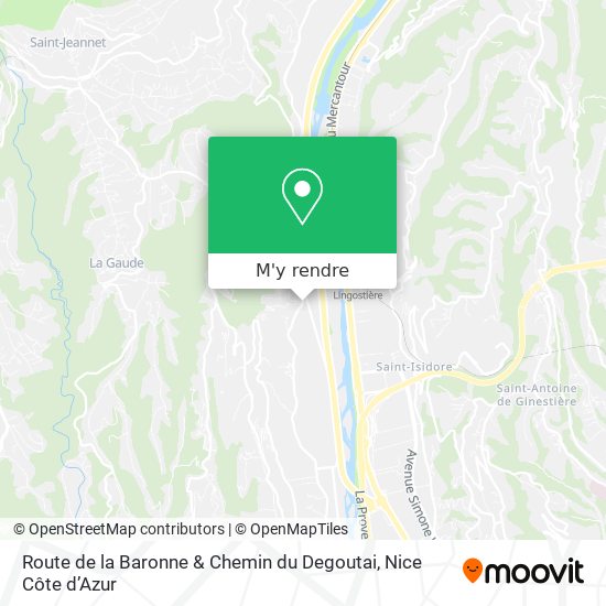 Route de la Baronne & Chemin du Degoutai plan