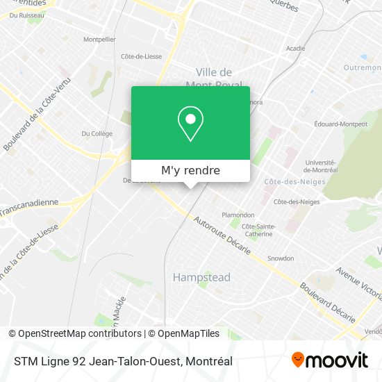 STM Ligne 92 Jean-Talon-Ouest plan