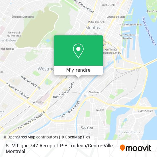 STM Ligne 747 Aéroport P-E Trudeau / Centre-Ville plan