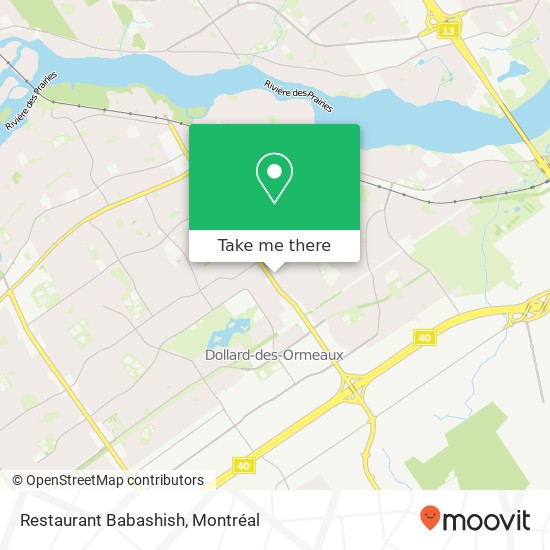 Restaurant Babashish, 19 Rue Sunnydale Dollard-des Ormeaux, QC H9B plan