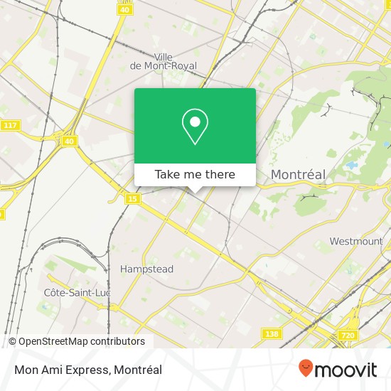 Mon Ami Express, 5891 Avenue Victoria Montréal, QC H3W 2R6 plan