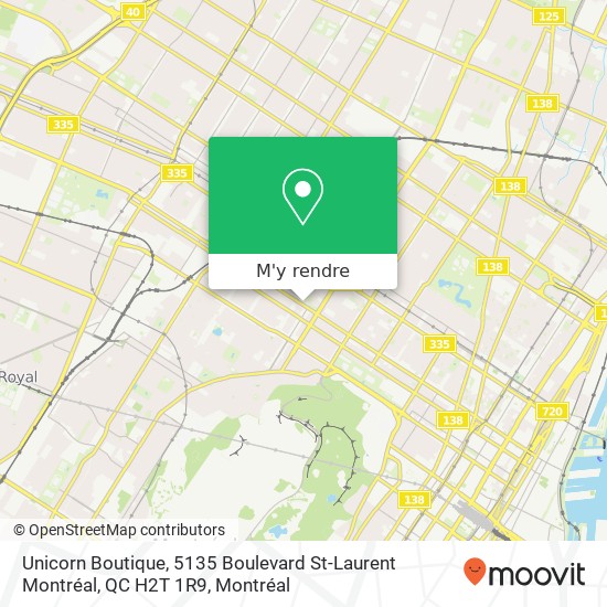Unicorn Boutique, 5135 Boulevard St-Laurent Montréal, QC H2T 1R9 plan