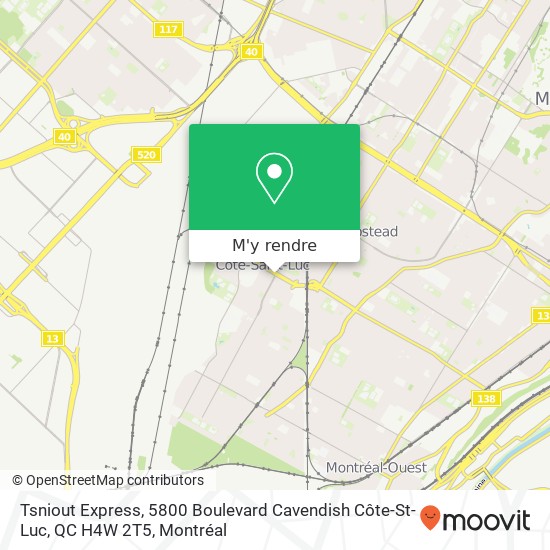 Tsniout Express, 5800 Boulevard Cavendish Côte-St-Luc, QC H4W 2T5 plan