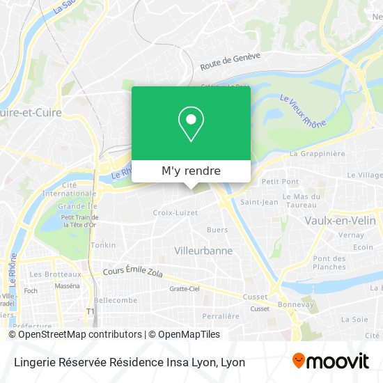 Comment aller à Lingerie Réservée Résidence Insa Lyon à Villeurbanne en Bus, Tram, Métro ou Train