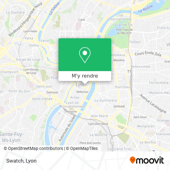 Comment aller à Swatch à Lyon, 2e Arrondissement en Bus, Métro ou Tram ?