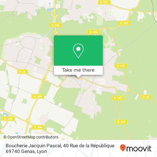 Boucherie Jacquin Pascal, 40 Rue de la République 69740 Genas plan