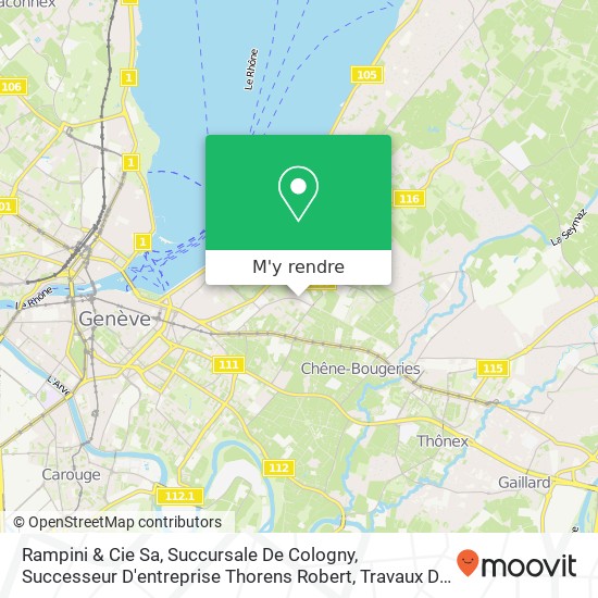 Rampini & Cie Sa, Succursale De Cologny, Successeur D'entreprise Thorens Robert, Travaux Du Lac plan