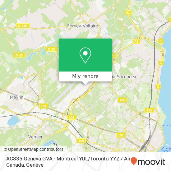 AC835 Geneva GVA - Montreal YUL / Toronto YYZ / Air Canada plan
