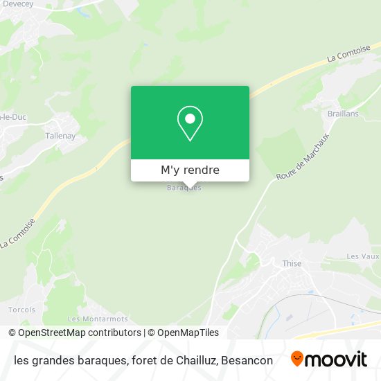 les grandes baraques, foret de Chailluz plan