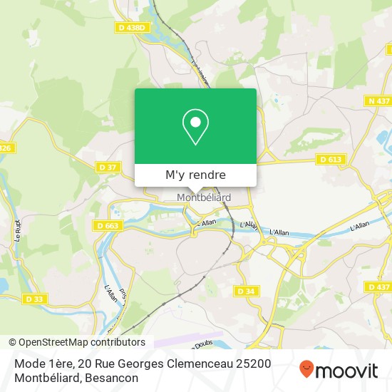 Mode 1ère, 20 Rue Georges Clemenceau 25200 Montbéliard plan