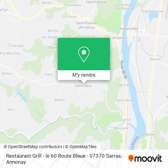 Restaurant Grill - le 60 Route Bleue - 07370 Sarras plan