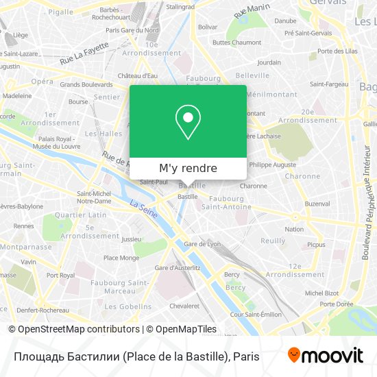 Площадь Бастилии (Place de la Bastille) plan