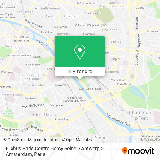 Flixbus Paris Centre Bercy Seine > Antwerp > Amsterdam plan