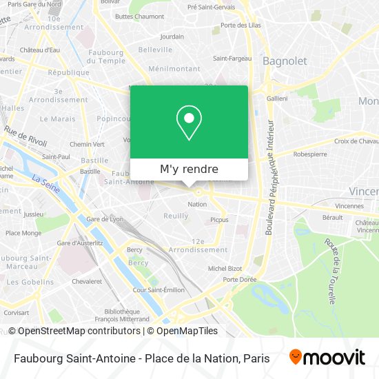 Faubourg Saint-Antoine - Place de la Nation plan