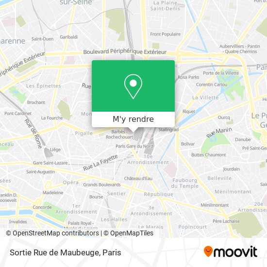 Sortie Rue de Maubeuge plan