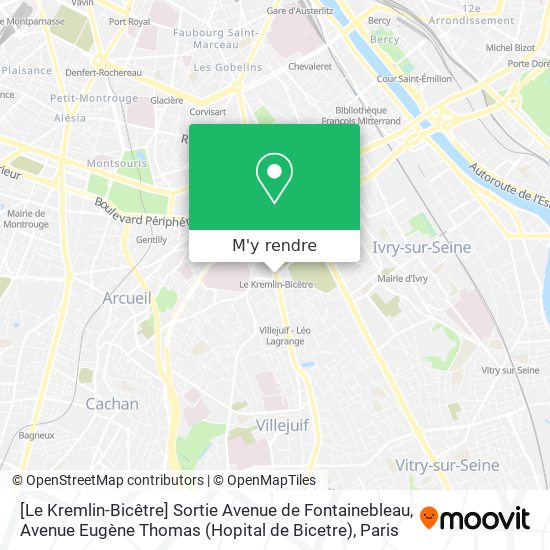[Le Kremlin-Bicêtre] Sortie Avenue de Fontainebleau, Avenue Eugène Thomas (Hopital de Bicetre) plan