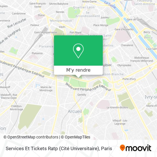 Services Et Tickets Ratp (Cité Universitaire) plan