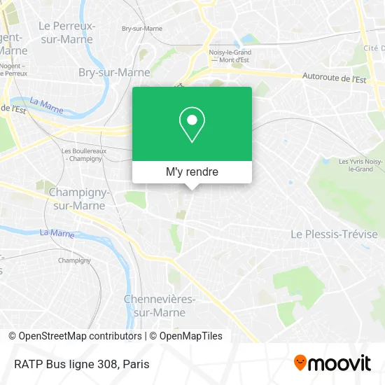 RATP Bus ligne 308 plan