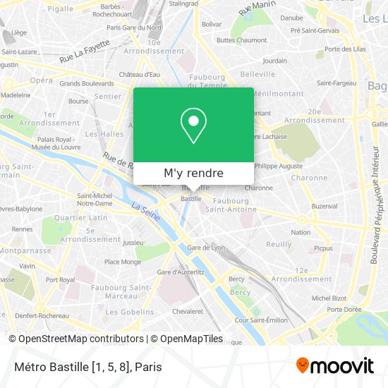 Métro Bastille [1, 5, 8] plan