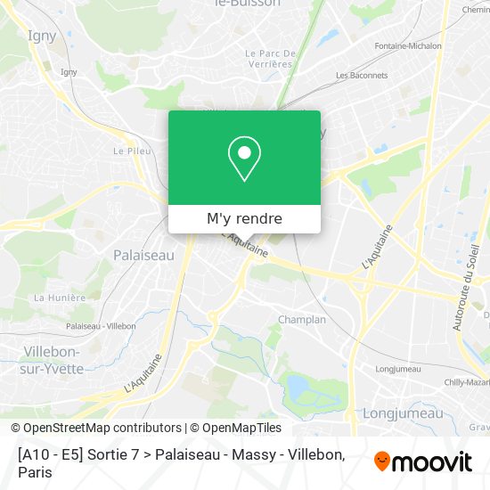 [A10 - E5] Sortie 7 > Palaiseau - Massy - Villebon plan