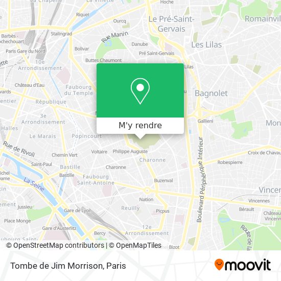 Tombe de Jim Morrison plan