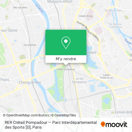 RER Créteil Pompadour — Parc Interdépartemental des Sports [D] plan