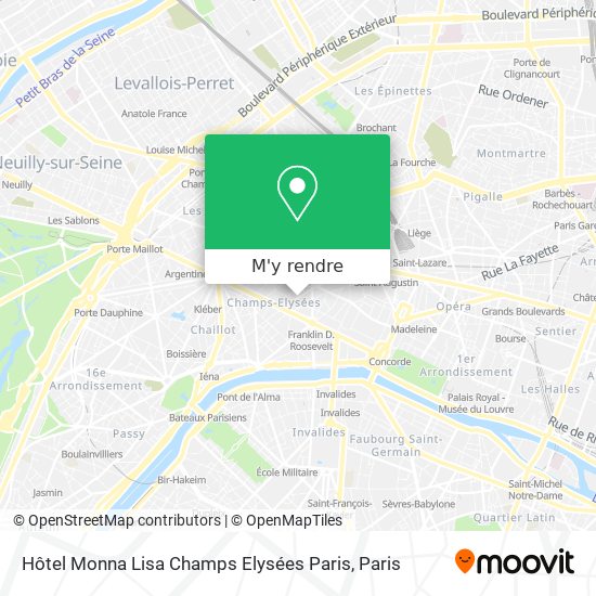 Hôtel Monna Lisa Champs Elysées Paris plan