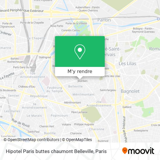 Hipotel Paris buttes chaumont Belleville plan