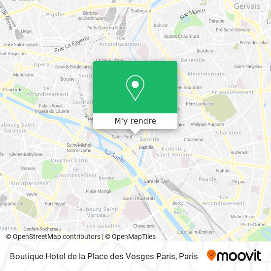 Boutique Hotel de la Place des Vosges Paris plan