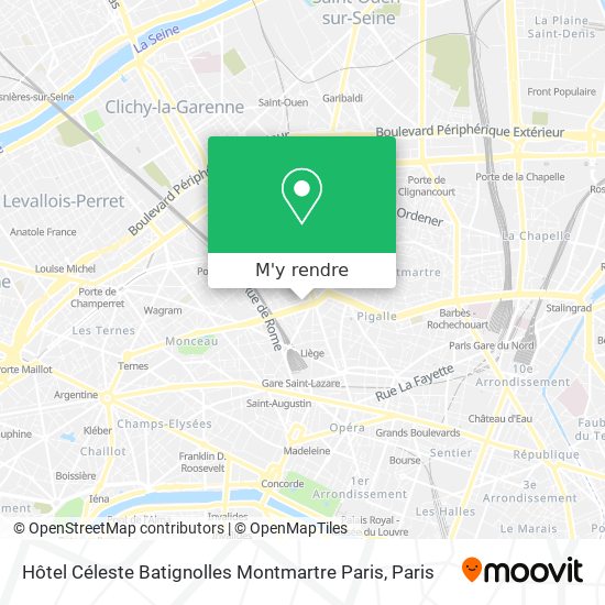 Hôtel Céleste Batignolles Montmartre Paris plan