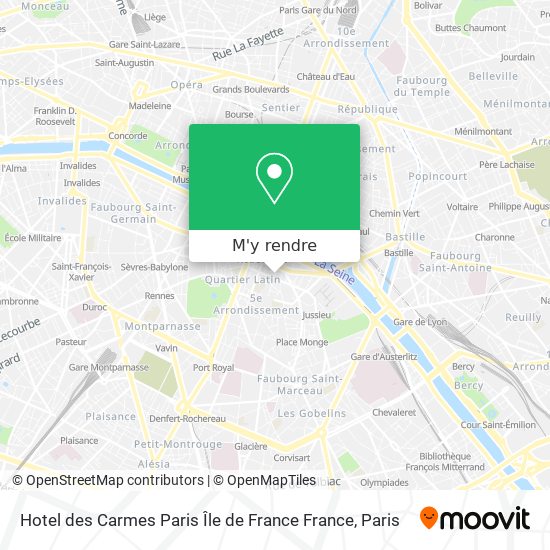 Hotel des Carmes Paris Île de France France plan