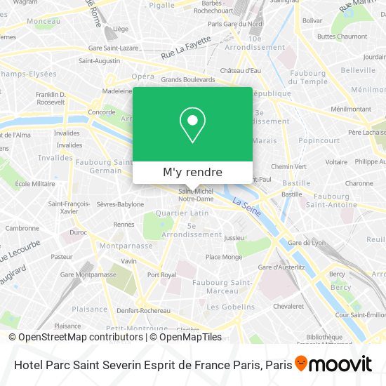 Hotel Parc Saint Severin Esprit de France Paris plan
