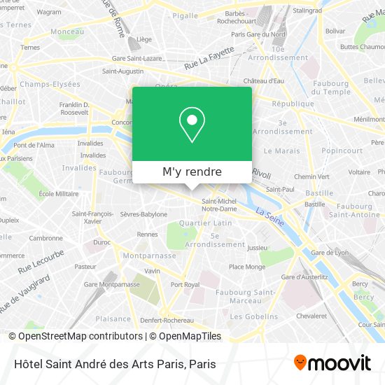 Hôtel Saint André des Arts Paris plan