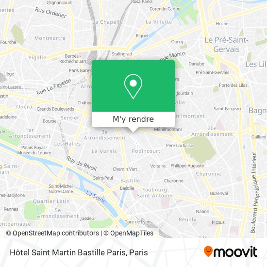 Hôtel Saint Martin Bastille Paris plan