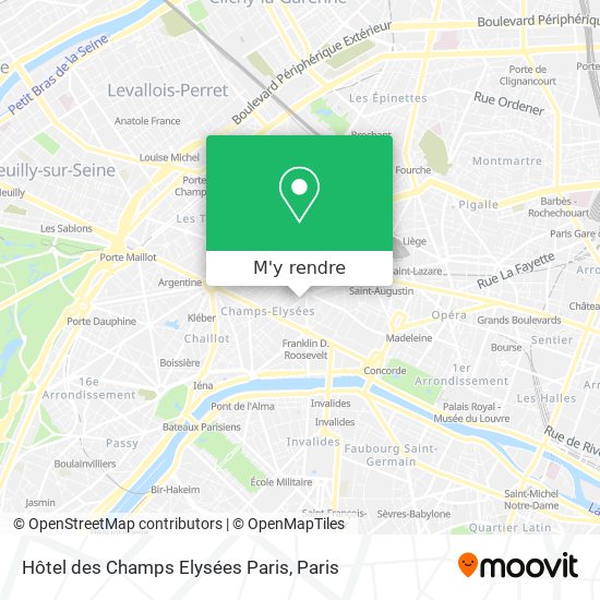 Hôtel des Champs Elysées Paris plan