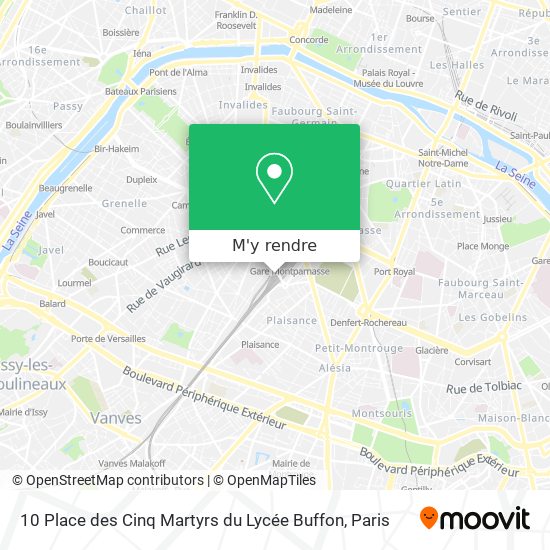 10 Place des Cinq Martyrs du Lycée Buffon plan
