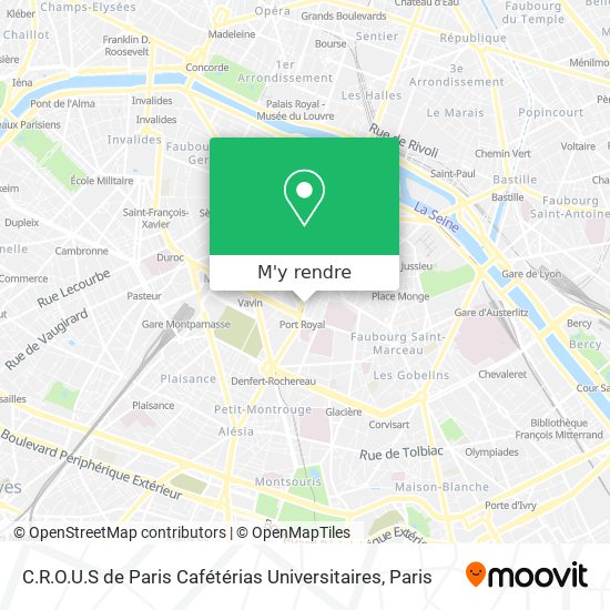 C.R.O.U.S de Paris Cafétérias Universitaires plan