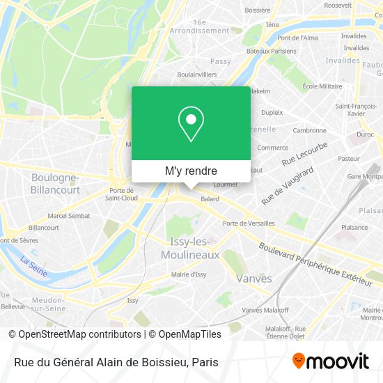 Comment aller à Rue du Général Alain de Boissieu à Paris en Métro, Bus, RER ou Tram Comment aller à Rue du Général Alain de Boissieu à Paris en Métro, Bus, RER ou Tram