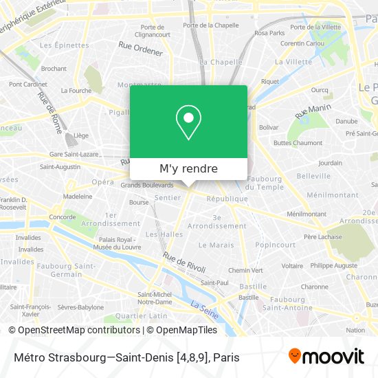 Métro Strasbourg—Saint-Denis [4,8,9] plan