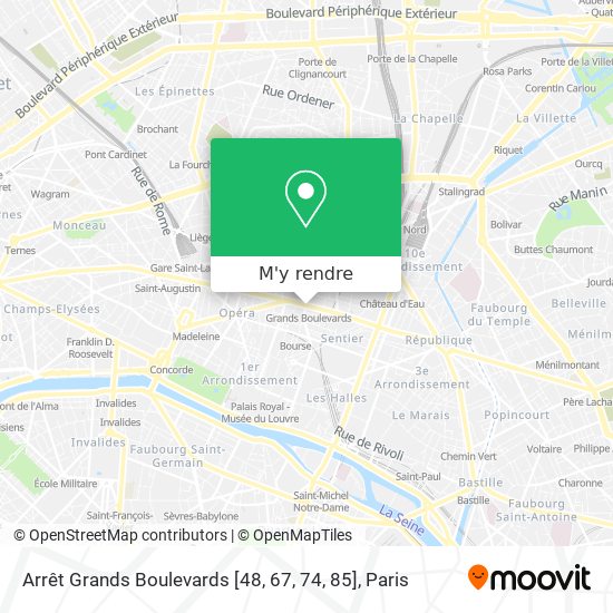 Arrêt Grands Boulevards [48, 67, 74, 85] plan