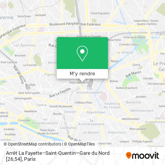 Arrêt La Fayette–Saint-Quentin—Gare du Nord [26,54] plan