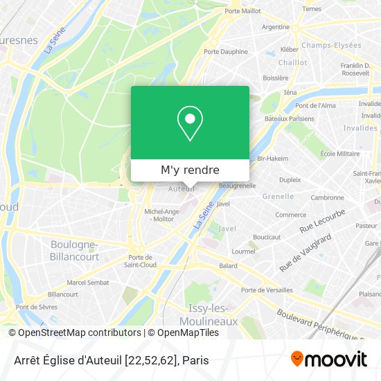 Arrêt Église d'Auteuil [22,52,62] plan