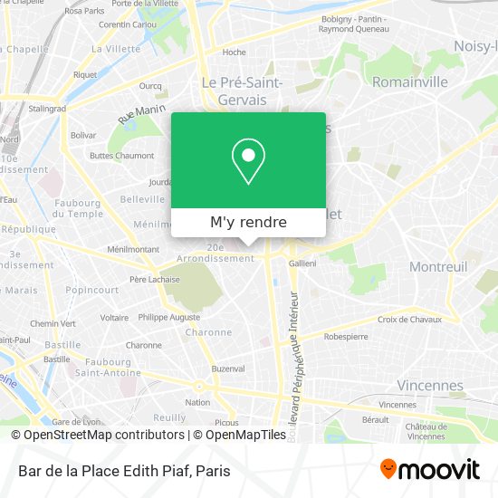 Bar de la Place Edith Piaf plan