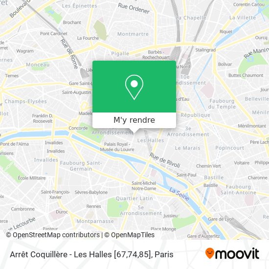 Arrêt Coquillère - Les Halles [67,74,85] plan