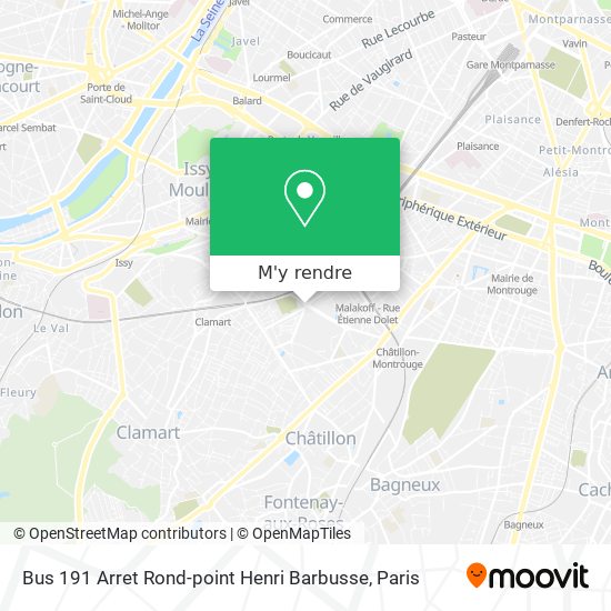 Bus 191 Arret Rond-point Henri Barbusse plan