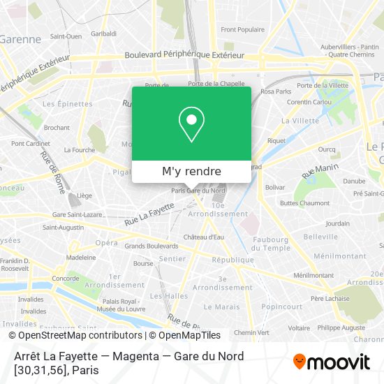 Arrêt La Fayette — Magenta — Gare du Nord [30,31,56] plan